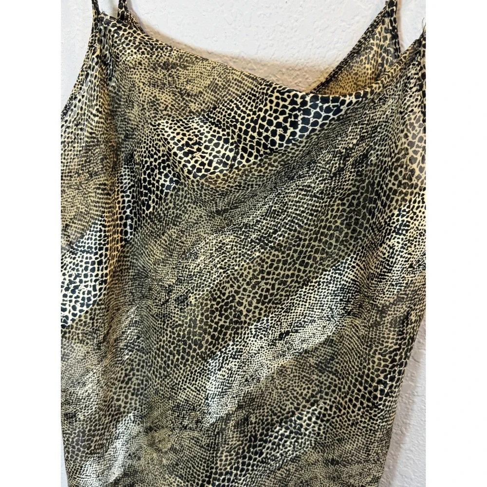 Private Luxuries Gold Snakeskin Print Chemise Nightgown Slip Dress Womens Medium